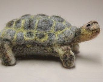 Needle felted Tortoise, felted animal, Miniature soft sculpture, Woodland