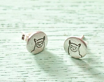 Earrings Silver Llama Earrings - Sterling Silver Llama Earrings - Alpaca earrings llama jewelry post earrings