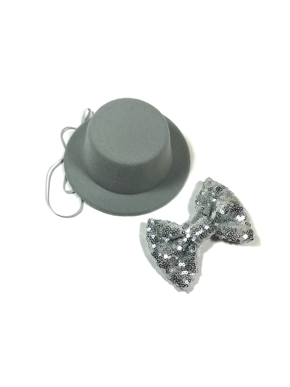 Dog Hat | Dog Costume | Pet Birthday | Top Hat | Animal Hat | Grey Felt Hat for Dogs | Dog Outfit | Dog Gift