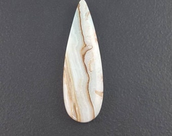 Hemimorphite Cabochon, 41mm x 13mm, teardrop cabochon, mgsupply, talon cabochon, long teardrop cab, blue brown, mgsupply, long cab, blue
