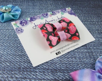 Bow Tie Hair Clip - Set of 2 - Love Hearts