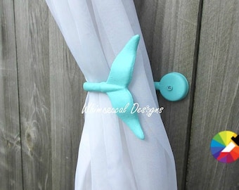 45 Custom Colors, Whale Curtain Tie, Cast Iron Whale Hook, Beach Decor, Kids Decor, Nautical Decor, Nautical Nursery