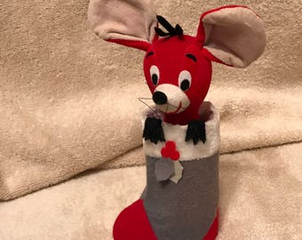 Vintage--Dakin--Dream Pets--Mouse In Christmas Boot