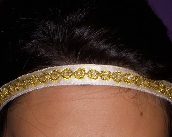 Off-white headband with Golden embroidery FANNY