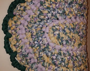 Oval Crocheted Fabric Rag Rug