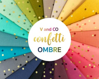 Ombre Confetti Metallic Bundles - by V and Co from Moda Fabrics - jelly roll, eighth yard, quarter yard, fat quarter, and half yard
