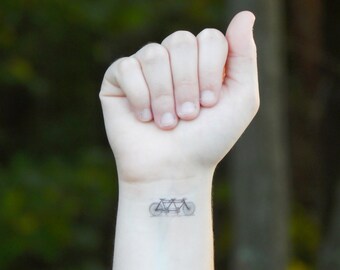 Tandem Bicycle Temporary Tattoo - Tandem Bike Tattoo - Vintage Bike Illustration