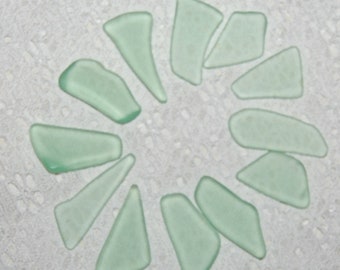 Faux Sea Glass - light lime green - 12 undrilled pieces