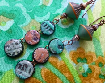 Mountain Stream, Long Boho Dangle Earrings, Whimsical Earrings, Funky Boho Earrings, Numinositybeads, gracefulwillowbeads, Northernblooms,