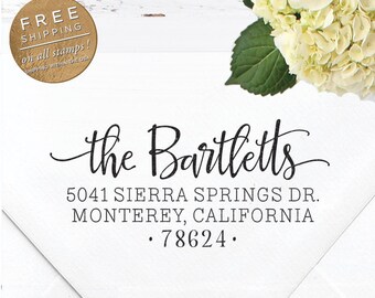 Custom Address Stamp, Self Inking Return Address Stamp, Wedding Stamp, Calligraphy Address Stamp, Custom Stamp - Bartlett