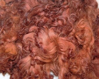 Karakul Sheep Wool Locks for Spinning Felting and Doll Hair, Doll Wig, Hand Dyed shades of Chestnut Brown 1 oz.