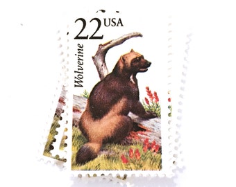 5 x Wolverine - 22 cents - 1987 Unused, Vintage Postage Stamps - X Men - Bear - Claws - mail art, crafting, photo styling, invites