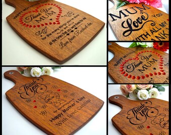 Personalised Mother's Day Gift Cutting Board Custom Made Wooden Mothers Chopping Cheese Wood Present For Mum Personalized Customised