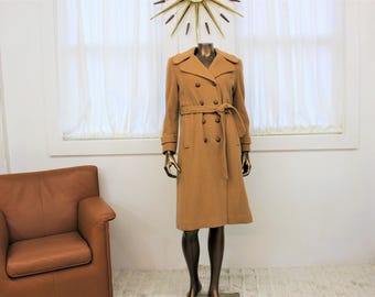 Vintage 1960's beige wool coat, double breasted