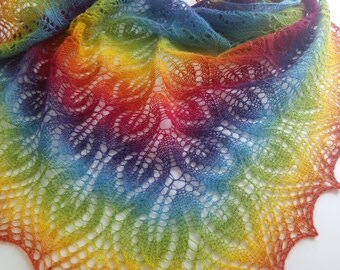 Delicate woolen shawl, 100% wool, Knit shawl, knit women's, triangular shawl, rainbow shawl, women's accessories,wrap womens,wool shawl