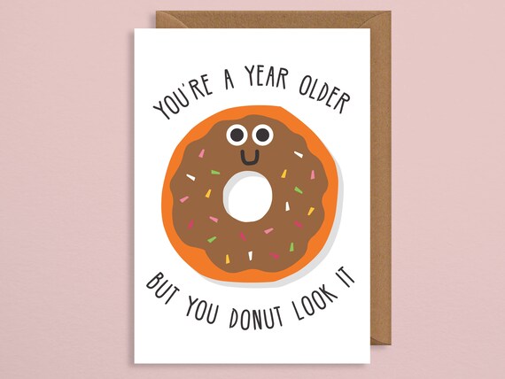 Boyfriend birthday card. donut birthday card. donut card. food