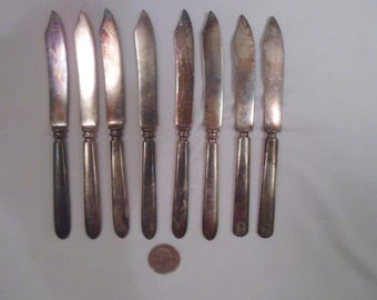 Eight Vintage Silver-Plate Fruit Knives, Rogers Bros, Rockford
