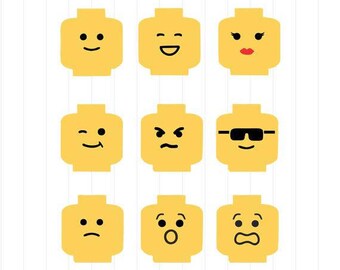 INSTANT DOWNLOAD - Lego Minifig Head Svg, Lego Minifig Head Clipart, Lego Minifig Head Cutting File, Lego Face Svg, Lego Head Svg, Lego Head