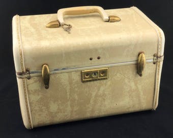 Samsonite Train Case White Marbleized Ivory Case