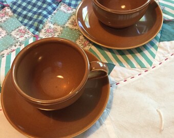 Vintage 4 Piece Tea Cup Set Ripe Apricot Casual China Russel Wright Iroquois Made in The USA #3869