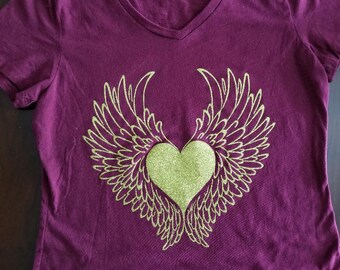 Gold Glitter Heart With Wings