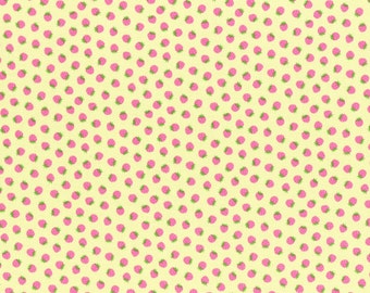 1/2 yard Lecien Japan Minny Muu Fall 2015 Collection - Yellow Strawberries 40587L-50