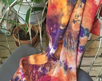 Silk Scarf Ice Dyed by hand