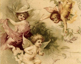 4 Decoupage Napkins|Fairies at Play |Fairy Napkins|Garden Napkins|Fairy Garden|Paper Napkins for Decoupage