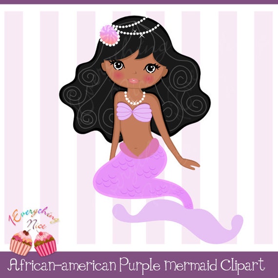 Download African-american Purple Mermaid Clipart