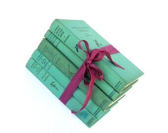 Field Guide Book Stack, Aqua Book Decor, Mint Green Book Stack, Hardback Field Guides. Peterson Field Guide Book Stack, Turquioise Books
