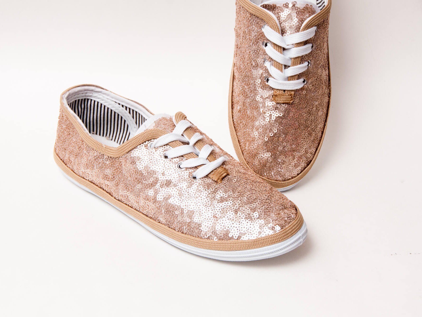 Sequin CVO Champagne Gold Canvas Sneakers Tennis Shoes