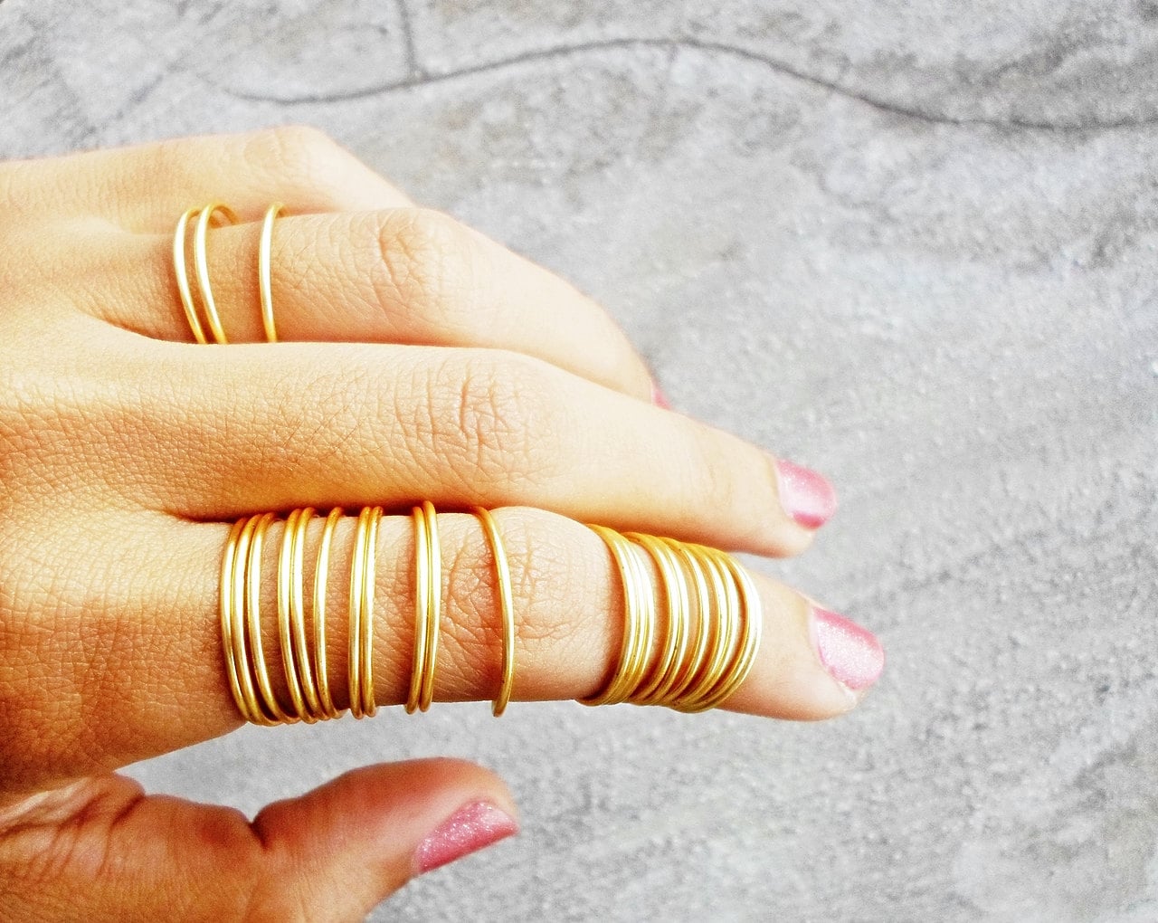 24 Stacking Rings Gold Full Finger Ring Coil Dainty
