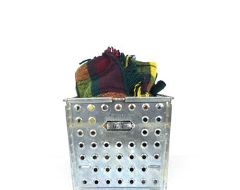 Vintage Metal Locker Basket Crate Vintage Locker Basket United Steel and Wire Company Basket Crate