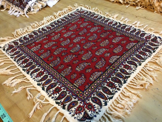 Hand printed red tapestry , 16" paisley table top, farm house decor,dinner party,placemat set,eco friendly cotton,pillows fabric