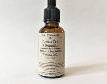 Green Tea & Rosehip Facial Oil - Natural Face Oil - Natural Moisturizer - Anti-aging Serum - Natural Lotion - Gift For Her