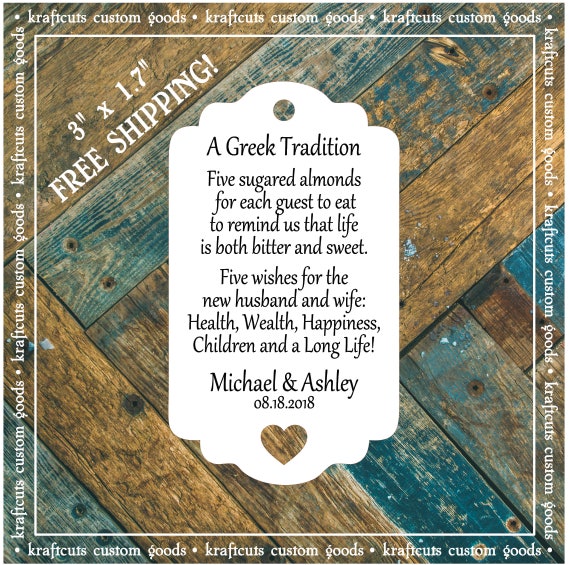 Jordan Almond Favor Tags #773 FREE SHIPPING!