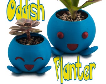 Oddish Planter | pokemon planter, Succulent Planter, Cactus Planter, Oddish Pot, 3D Printed Pokemon Gift, Cute Planter, Bulbasaur Planter