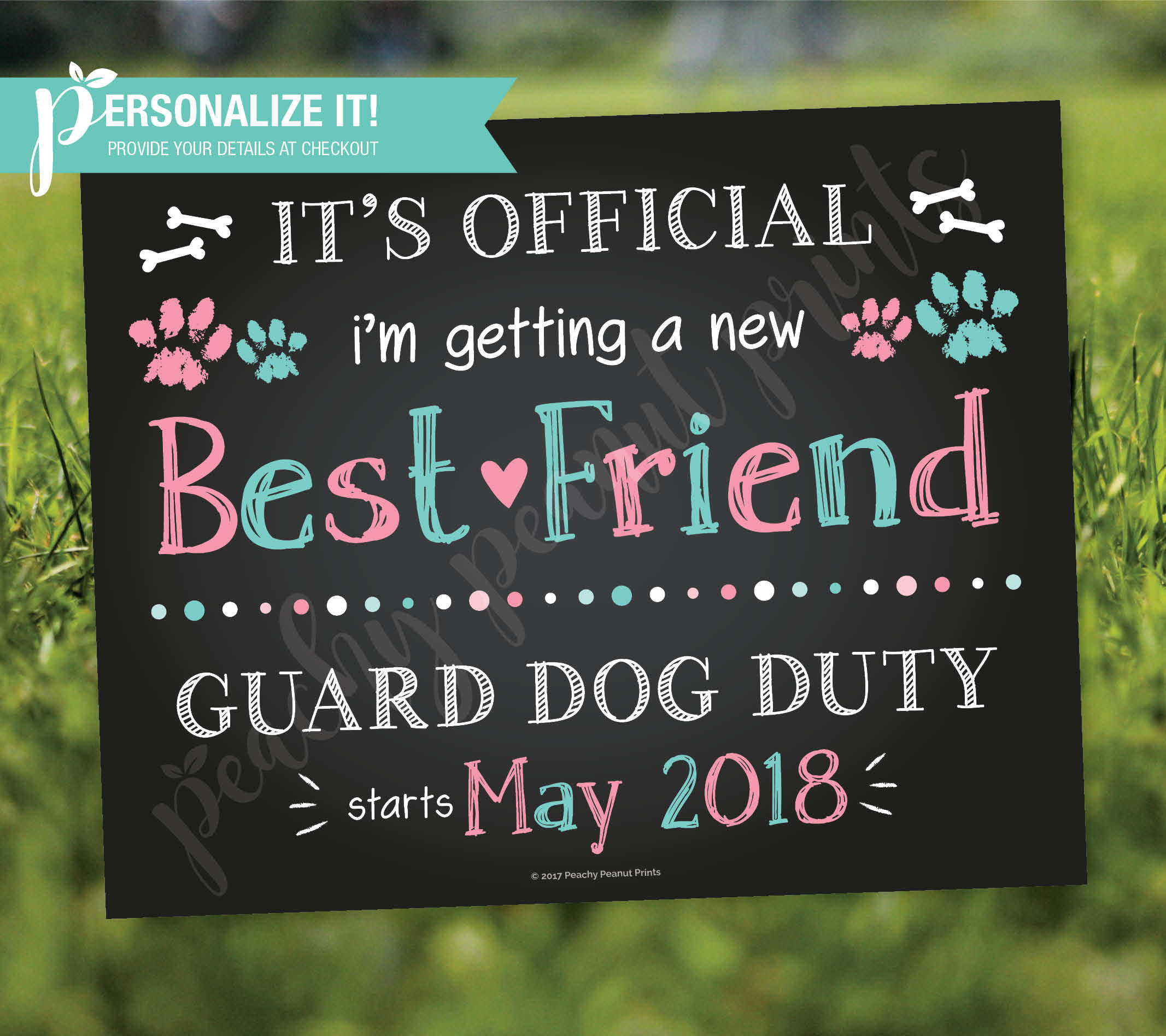 Guard Dog Duty Pregnancy Announcement Sign Prop Poster