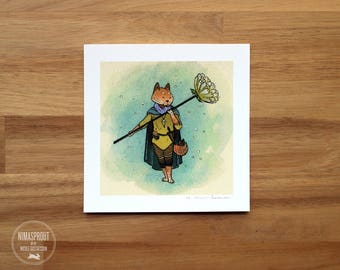 Fox Flower Guardian - Mini Fine Art Print