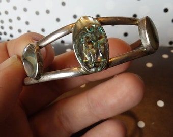 Abalone Alpaca Mexico silver bracelet