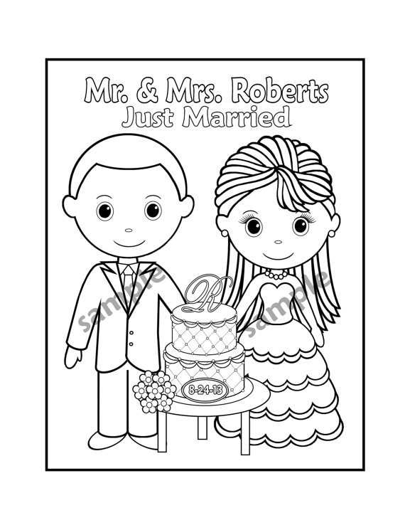 Download Printable Personalized Wedding coloring activity book Favor