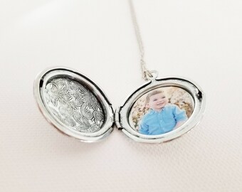 Silver Locket Necklace - Silver Photo Locket - Memory Locket - Locket with Photo - Rose Gold Locket - Rose Gold Photo Locket - Gift Locket