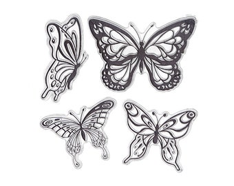 DECORA 1PCS 4 Butterfly Transparent Clear Stamp DIY Silicone Seals Scrapbooking/Card Making/Photo Album Decoration Supplies