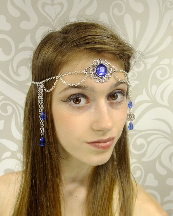 Cobalt Blue and Silver Circlet Blue and Silver Headpiece