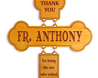 Catholic Wedding Officiant Gift, Reverend Father-Priest Celebrant Thank You for Uniting us in Holy Matrimony Cross Gift from Couple, DWO003