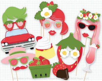 Strawberry Photo Booth Props, Strawberry Photobooth, Summer Strawberry Party, Berry Sweet Birthday, Strawberry Shortcake, Freshly Picked