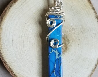 Dyed Jasper wire wrapped pendant