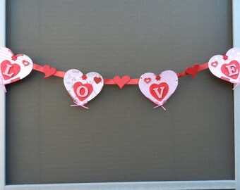LOVE- Red - Pink - Heart- Valentine - Banner -Garland - Wall - Hanging - Decor - Accent - Gift