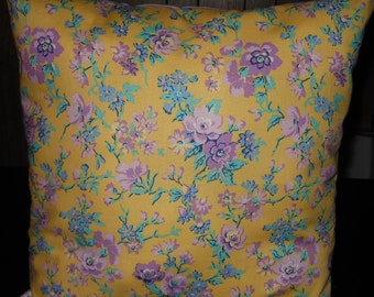 Purple Floral Pillow, 14 x 14 Decorative Pillow