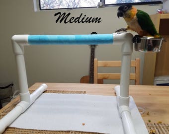 THE MOVER: Portable Parrot Perch w/ Cup(s) PVC